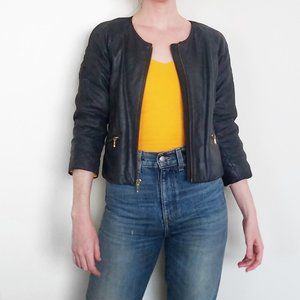 Sanctuary Quilted Leather Cropped Moto Jacket